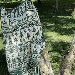 Wintry Forest Blanket, Crochet Blanket Pattern, blanket pattern, mosaic crochet blanket, crochet pattern, mosaic crochet, crochet pdf
