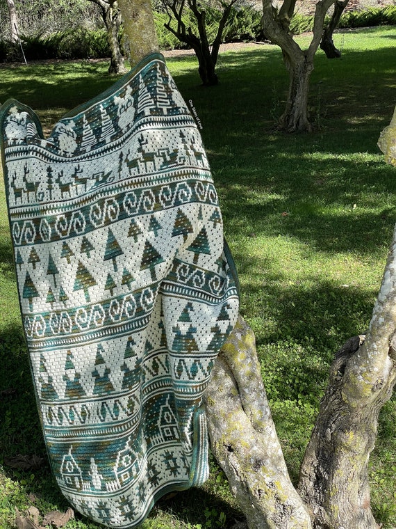 Wintry Forest Crochet Blanket Pattern, Mosaic Design (PDF) - Etsy