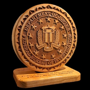 Federal Bureau of Investigation (FBI) Desk Carving / PCS / Retirement Gift