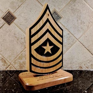 Army NCO Rank Desk Carving / PCS / Retirement Gift
