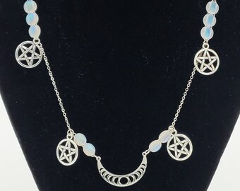Moon Phases Pentagram Necklace