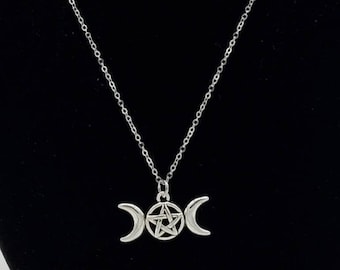 Small Tripple Moon Goddess Necklace