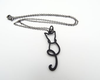 Small black cat necklace