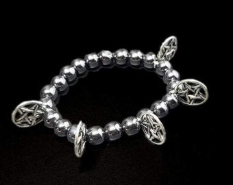 Pentagram Hematite Charm Bracelet