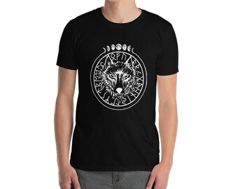 Norse Runes Wolf Under the Moon Tshirt
