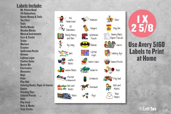Toy room organization labels