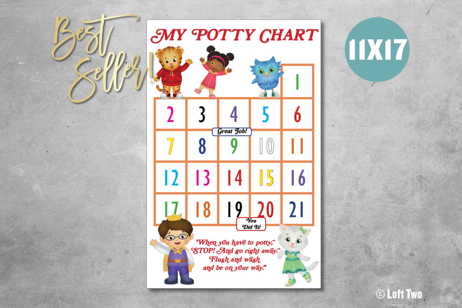 Daniel Tiger's Neighborhood Potty Training Sticker Chart / | Etsy