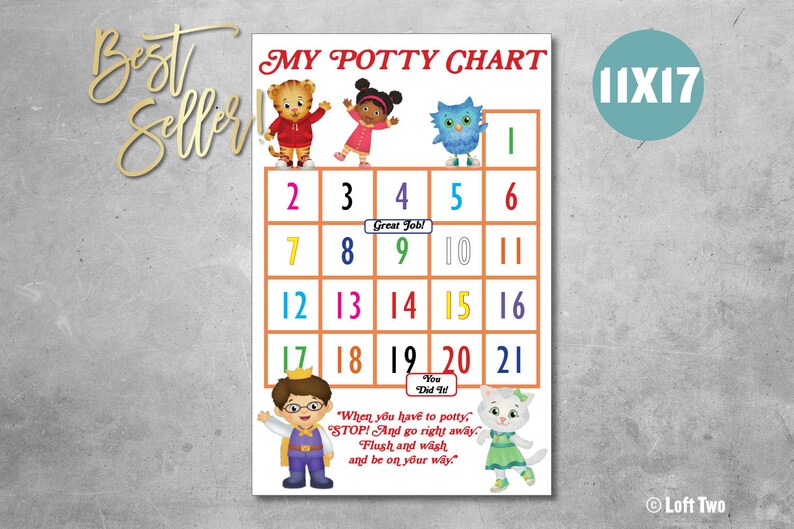 Daniel Tiger's Neighborhood Potty Training Sticker Chart / | Etsy