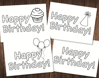 Color Me! Kids' Happy Birthday Card - Set of 4 Cards Birthday Cards for Kids / Coloring Cards / Birthday Cards for Toddlers