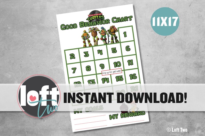 Teenage Mutant Ninja Turtles Good Behavior Sticker Chart / Etsy