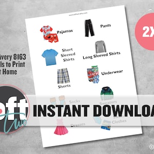 Etiketten für Kleidung / Organisation von Kleidung / Aufkleber / Etiketten für Kommode / Etiketten für Schubladen / Digital Download / Instant Download