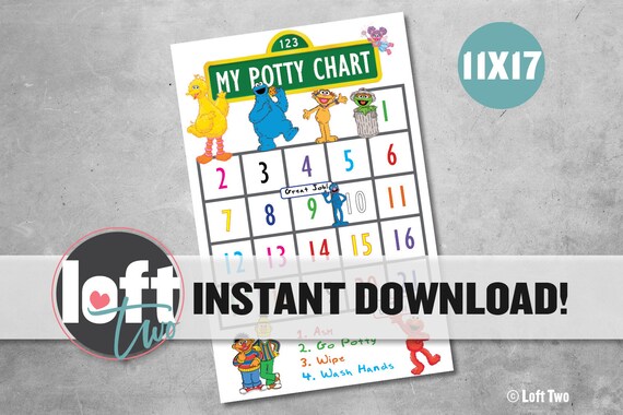 Sesame Street Potty Training Sticker Chart 2 Potty Training Etsy