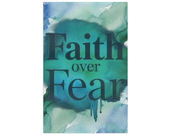 Faith Over Fear microfiber tea towel | inspirational scripture kitchen decor