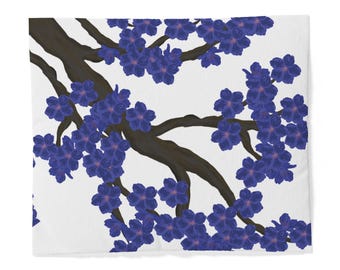 Indigo Blossom Cotton Duvet Cover | Painterly Floral Bedspread