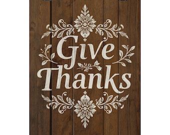 Give Thanks Matte Poster | Rustic Wood Thanksgiving Wall Art