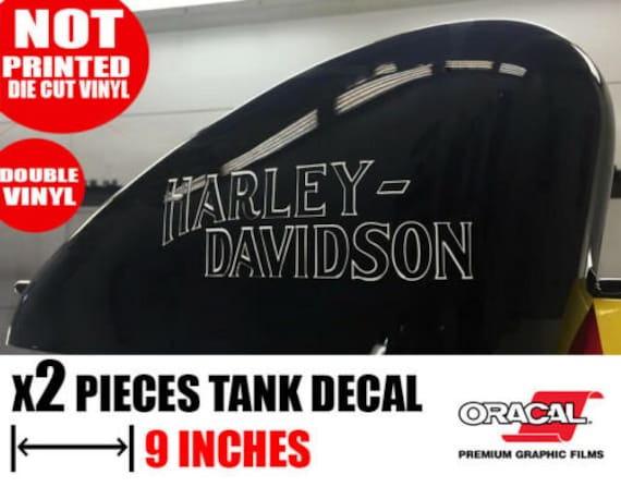 Harley.D Gas Tank Decal Grey with Orange Shield die Cut 