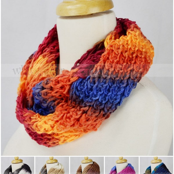 Tie Dye Multi Color Knitted Infinity Scarf