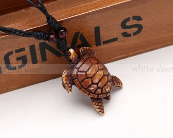 Wood turtle necklace sale