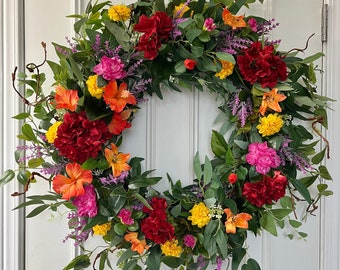 Summer Wreath, Spring Door  Wreath, Summer Door Wreath, House Warming Gift, Door Décor, Door Wreath