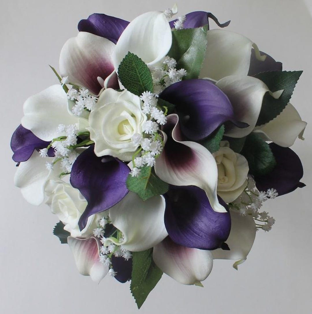 Purple Wedding Bouquet Purple Calla Lily Bouquet Purple Bouquet Real