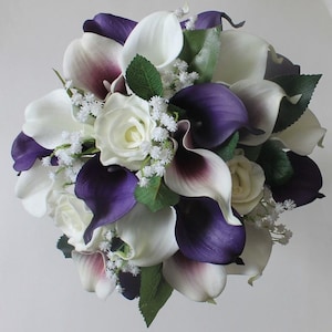 Purple Wedding Bouquet Purple Calla Lily Bouquet Purple Bouquet Real ...