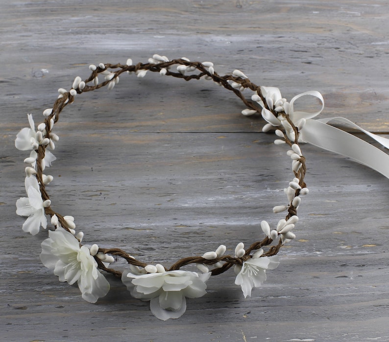 SALE Flower Girl Crown Boho Wedding Ivory Crown Bridal Headpiece Floral Headband Wedding Headpiece Bridal Hair Piece Bridal Accessories