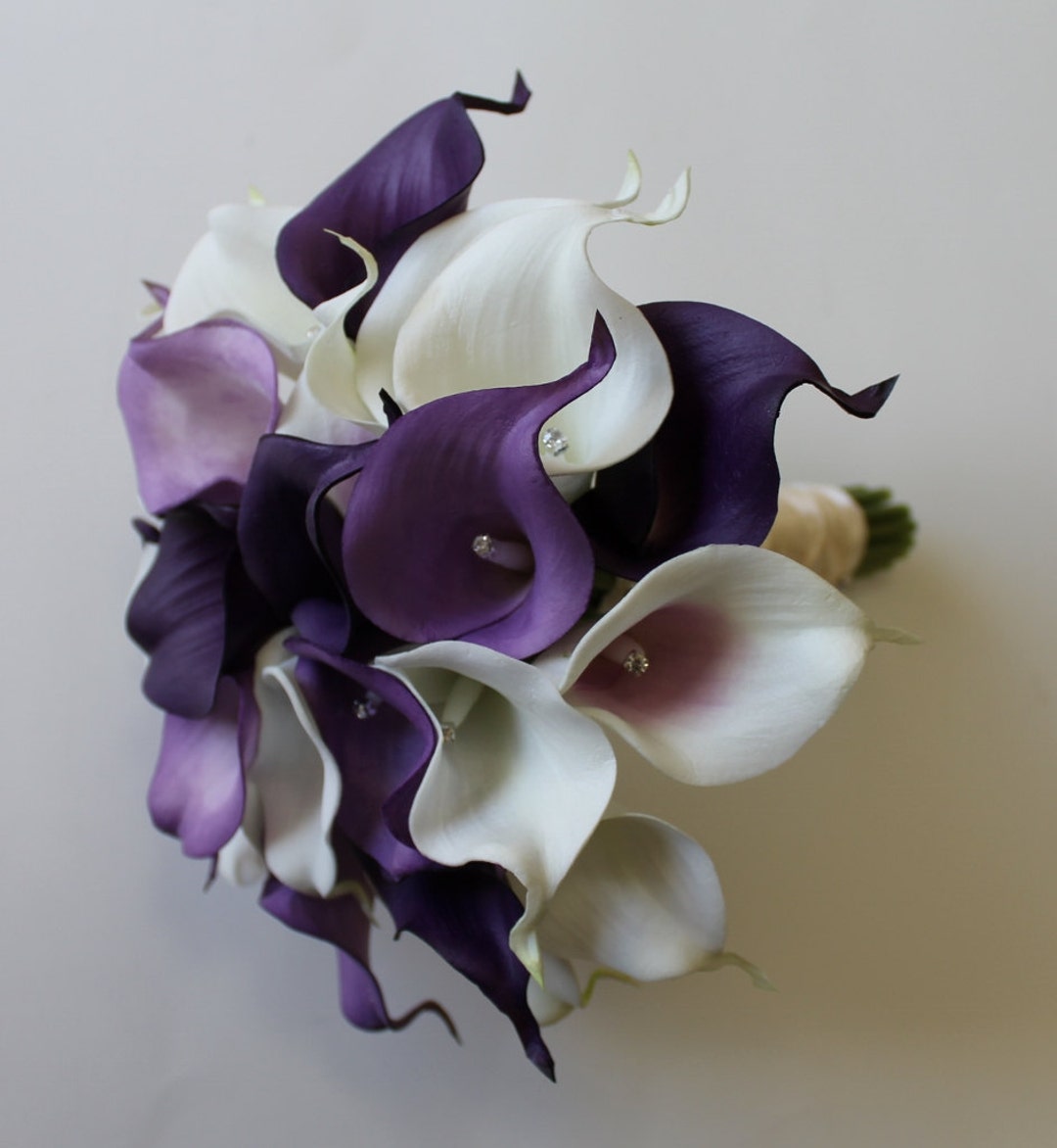 Purple Wedding Bouquet Purple Calla Lily Bouquet Purple Bouquet Real