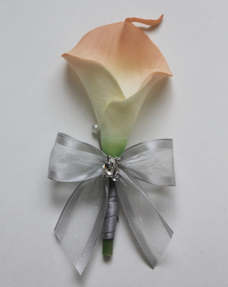 Wrist Corsage Calla Lily Corsage Boutonniere Blush Bridal Etsy