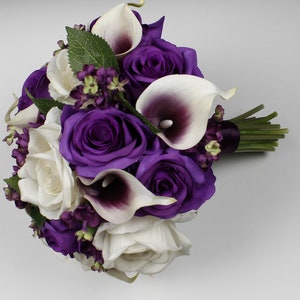 Purple Wedding Bouquet Purple Calla Lily Bouquet Purple Bouquet Real ...