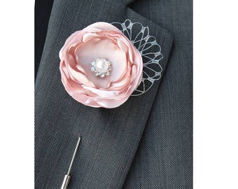 Blush Wedding Boutonniere Grooms Boutonniere Groomsmen Boutonniere Mens Wedding Boutonniere  Boutonniere Wedding   Boutonniere