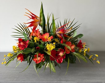 Tropical  Arrangement, Tropical Centerpiece, Table Top, Tropical  Decor, Bird of Paradise Arrangement