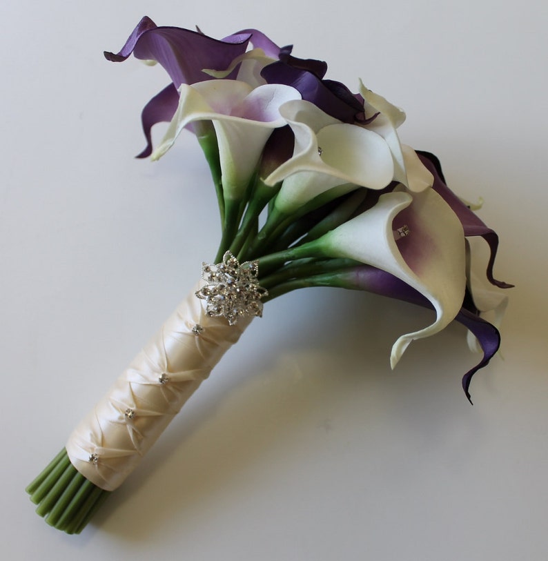Purple Wedding Bouquet Purple Calla Lily Bouquet Purple | Etsy