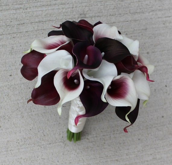 Wedding Bouquet Cranberry Calla Lily Bouquet Cranberry Bouquet Etsy