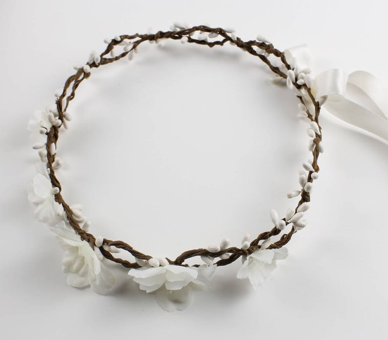 SALE Flower Girl Crown Boho Wedding Ivory Crown Bridal Headpiece Floral Headband Wedding Headpiece Bridal Hair Piece Bridal Accessories