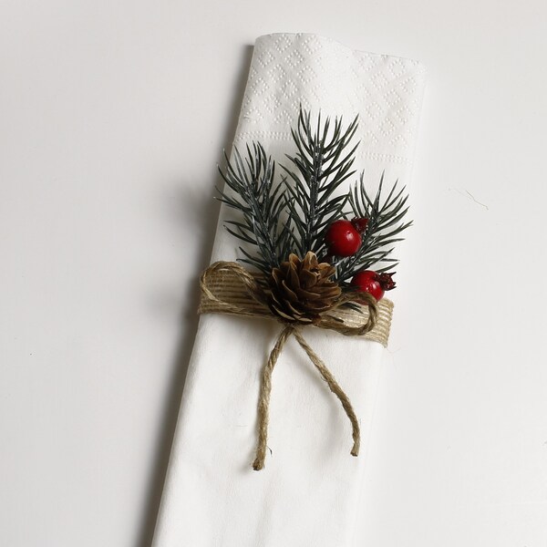 Christmas Napkin Ring Wedding  Winter Napkin Ring Christmas Table Decoration  Winter Holiday Party Wedding Decor