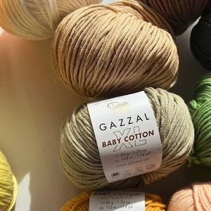 Gazzal Baby Cotton XL, Bio Baumwolle Garn Hypoallergen Baby Garn Baby Garn 50% Baumwolle Stück 50g / 114 Yrds (105 m)