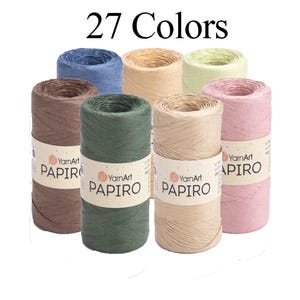 Filato di rafia, filato di carta, Yarnart Papiro 100g 130m, cappelli all'uncinetto, borse, filato per cestini, 100% fibra vegetale