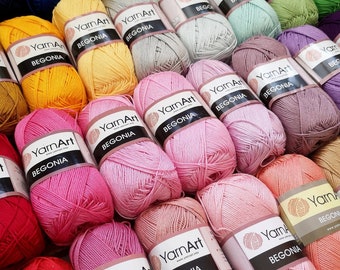 Hilo de algodón 100% mercerizado para tejer crochet de Yarnart begonia 50g 169m