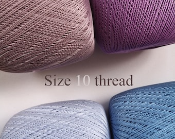 Crochet cotton yarn thread size 10 100g x 565m 3PLY Ashy shades, teal blue, lavender and more