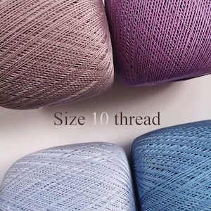 Crochet cotton yarn thread size 10 100g x 565m 3PLY Ashy shades, teal blue, lavender and more