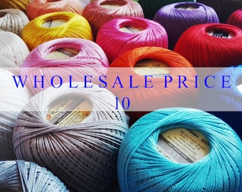 Pedido al por mayor de 10 hilos de algodón para crochet tamaño 10, 50 g x 225 m, encaje 0, hilo de algodón mercerizado n.° 10, YARNART LILY