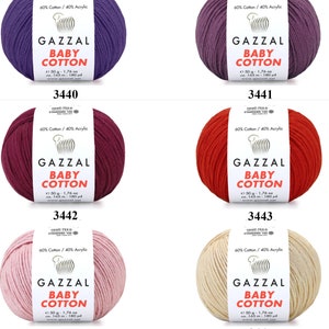 Gazzal Baby Cotton Yarn 50gr 165meters / Amigurumi, Soft, Acrylic Blend, Summer, Baby, Toys Children's Yarn / Fine , sport weight image 6