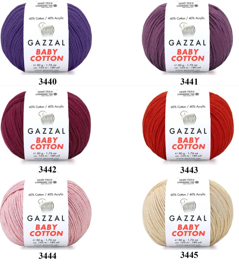 Gazzal Baby Cotton Yarn 50gr 165mètres / Amigurumi, Doux, Mélange acrylique, Été, Bébé, Jouets Fil pour enfants / Fin, poids sport image 6