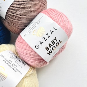 Gazzal-babywol, merinowolgaren, gehaakt garen, babygaren, zacht kasjmiergaren, garen voor kleding, hypoallergeen garen, breiwolgaren