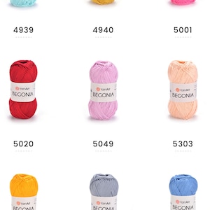 Yarnart Begonia 100% merceriserat bomullsgarn stickning virkning 50g 169 m mjukt fint garn för amigurumi, filtar, halsdukar och babykläder bild 5