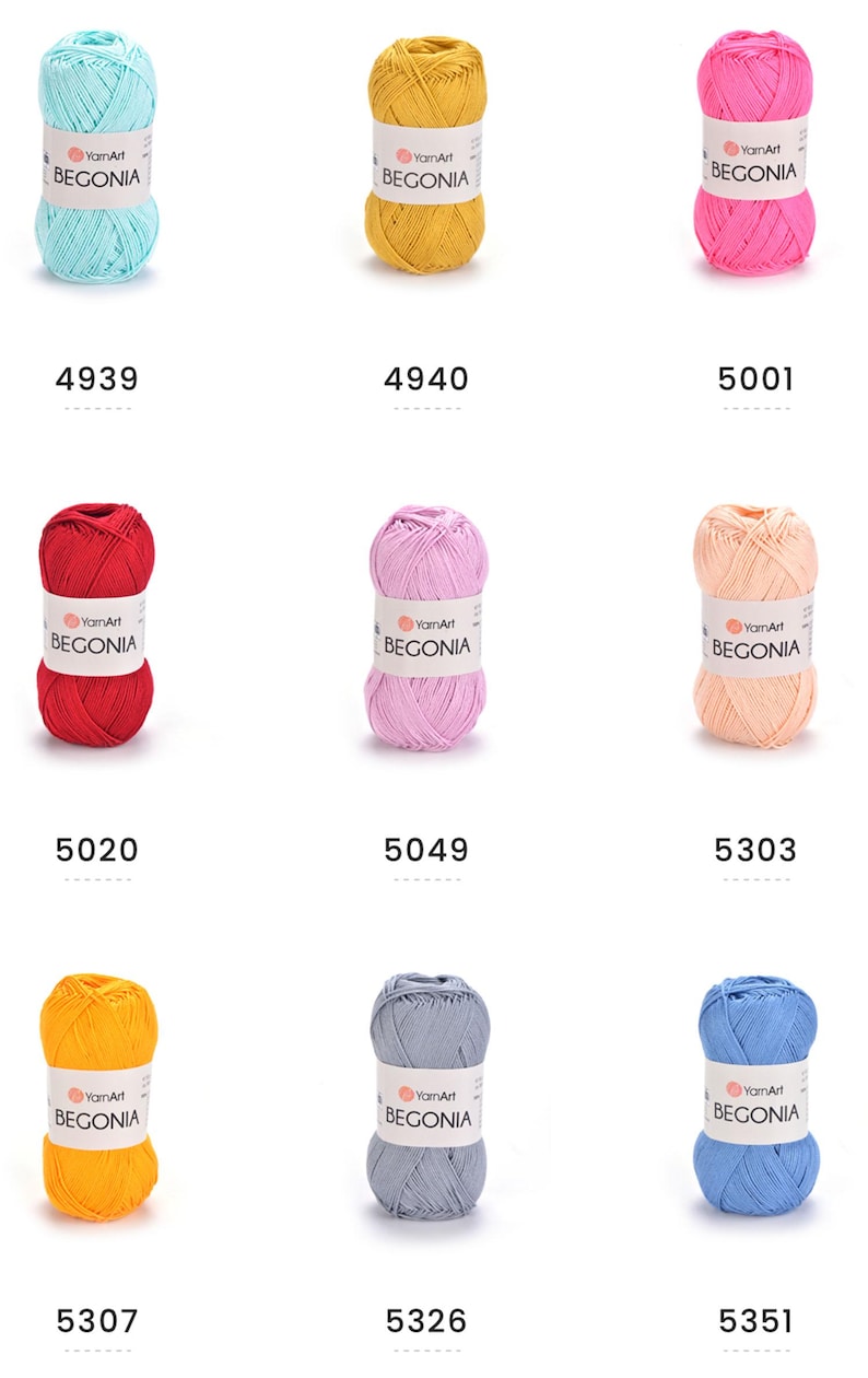 Yarnart Begonia 100% merceriserat bomullsgarn stickning virkning 50g 169 m mjukt fint garn för amigurumi, filtar, halsdukar och babykläder bild 5
