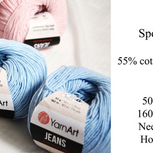YarnArt Jeans Cotton blend mix yarn knitting crochet 50g 160m, sport weight, baby weight, fine weight, baby yarn, toys yarn, amigurumi zdjęcie 7