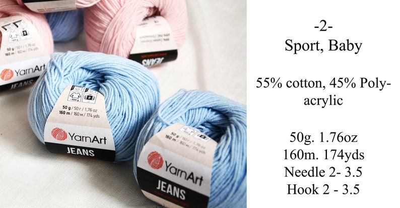 YarnArt Jeans Cotton blend mix yarn knitting crochet 50g 160m, sport weight, baby weight, fine weight, baby yarn, toys yarn, amigurumi zdjęcie 7