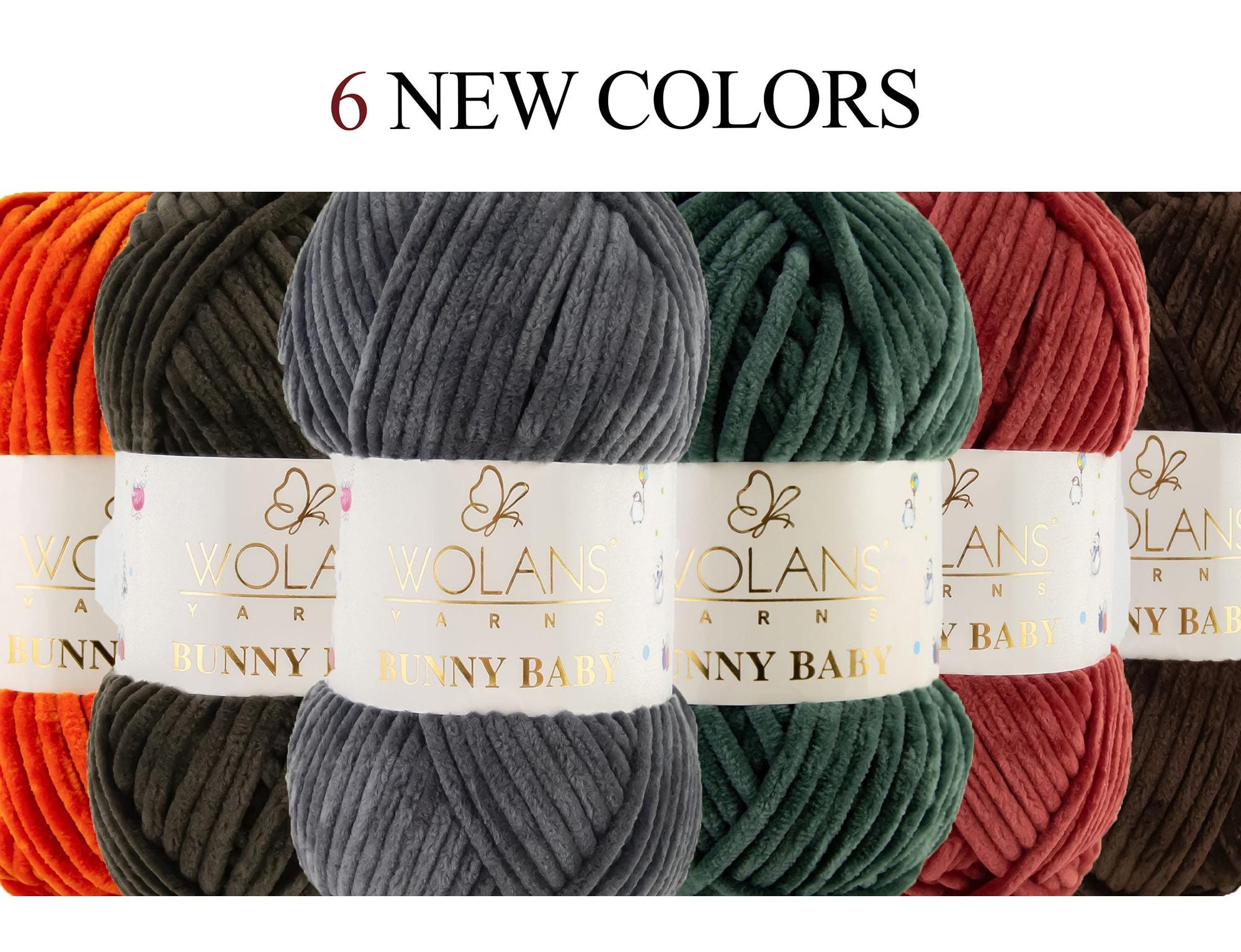 Wolans Bunny Baby Chenille Yarn, Velvet, Plush Yarn 3.52oz 120m 131 yards / Bulky / Amigurumi / Toys / Knitting / Crochet / Polyester yarn