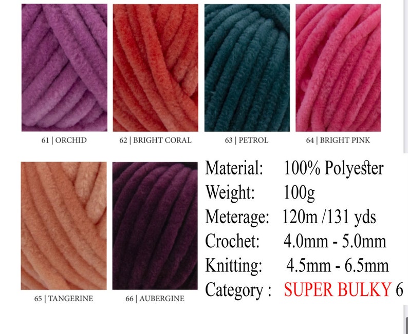 Wolans Bunny Baby Chenille Yarn, Velvet, Plush Yarn 3.52oz 120m 131 yards / Bulky / Amigurumi / Toys / Knitting / Crochet / Polyester yarn image 7